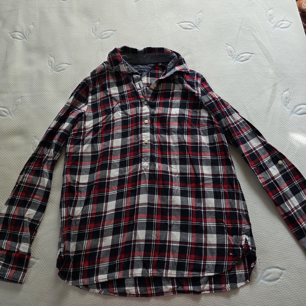 Tommy Hilfiger Red and Black Casual Button Down Shirt